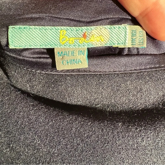 Boden Wool Blend A-Line Skirt‎ Women's Size 12L Blue Embroidered Accents Lined - Picture 4 of 8